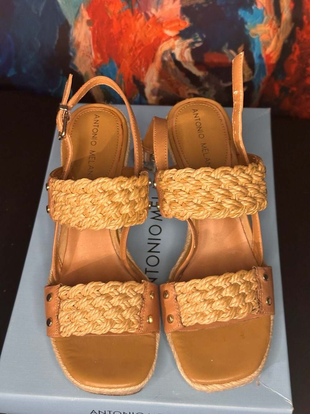 Antonio Melani Monte 251 Woven Espadrille Wedge Sandals Size 8M